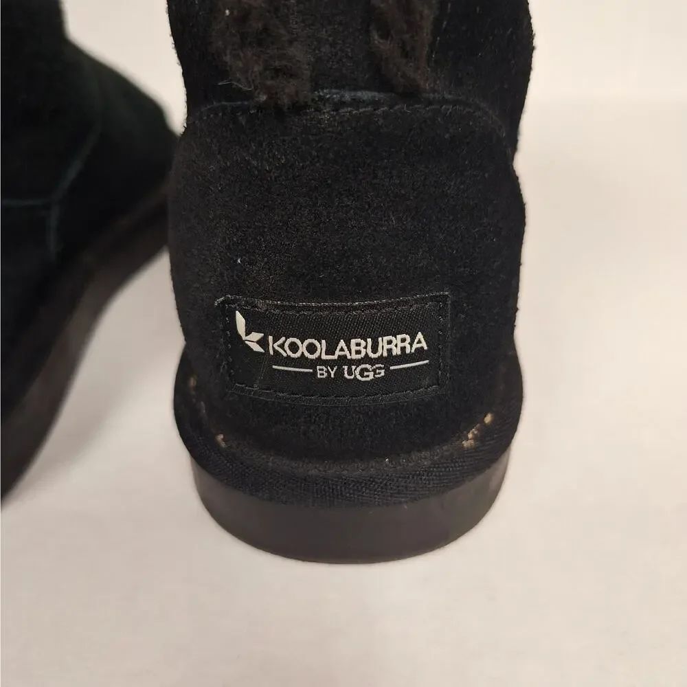 Koolaburra by UGG Kids Boots 5 Koola Star Mini Glittery‎ Suede Fur Lined Black